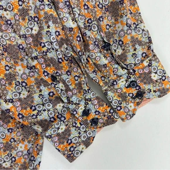 Thomas Dean Multicolored Floral Dress Shirt Mens 2XB Big Flip Cuff Long Sleeve - Picture 7 of 7